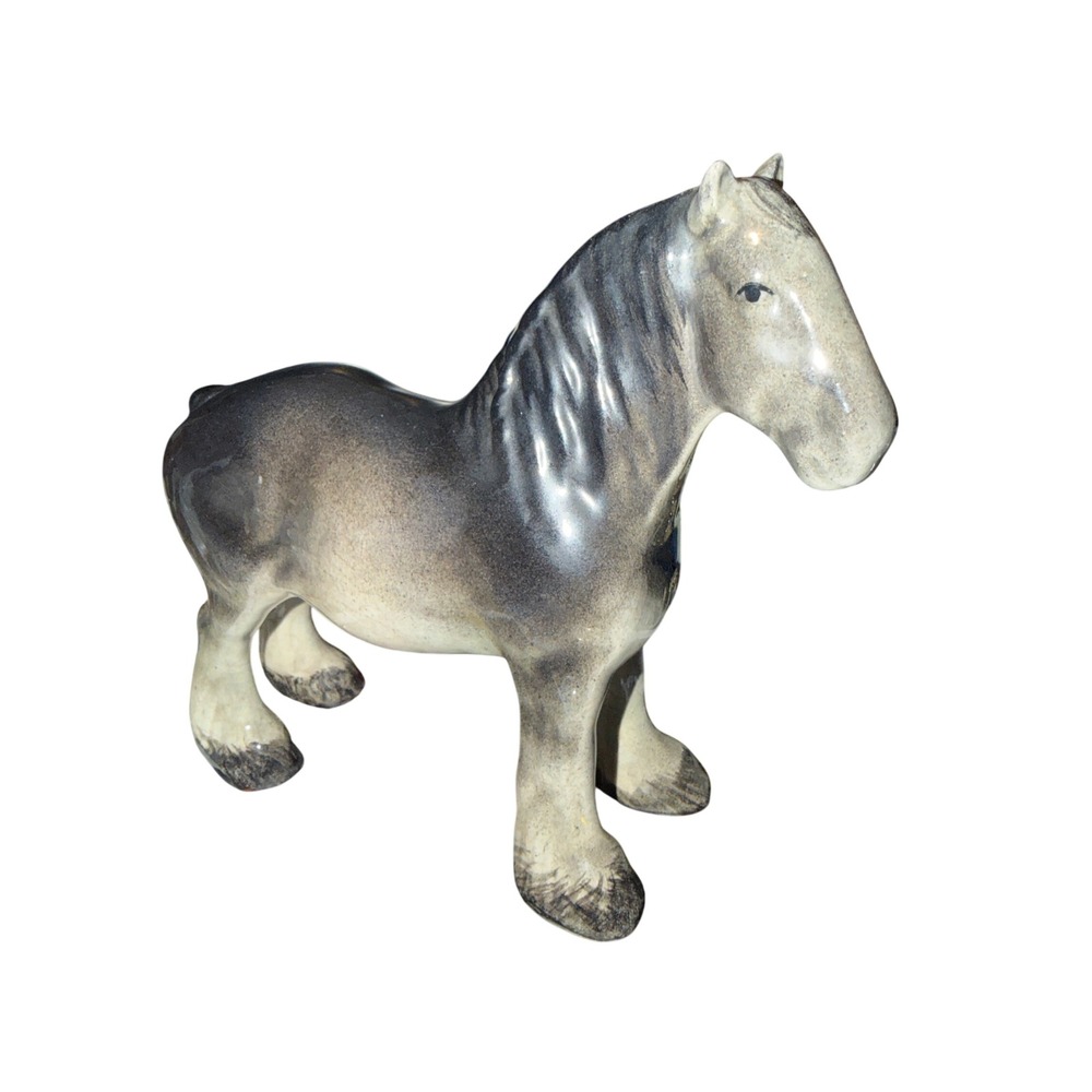 Vintage Shire Horse Figurine Large Grey Gloss Draft Horse Vintage England